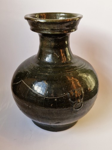 Vase Hu en terre cuite à glaçure verte dynastie Han Chine vers 206 av. J.-C. – 220 ap - 