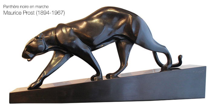 Panthère en marche - Sculpture en bronze de Prosst 