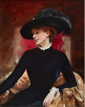 Gustave Jacquet, Portait de femme au chapeau - Exposition Ary Jan