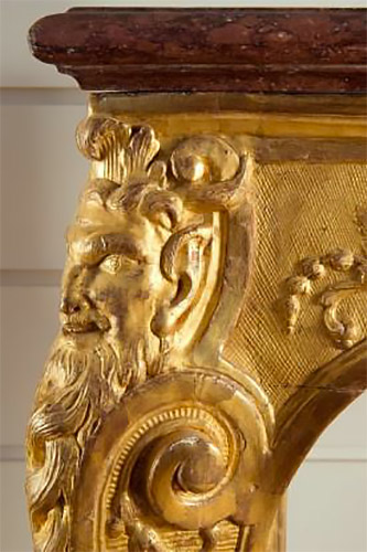 Détail Console Louis XIV en bois doré, donation Féau pour le chateau de Maisons