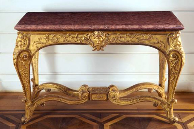 Console en bois doré, donation Féau pour le chateau de Maisons