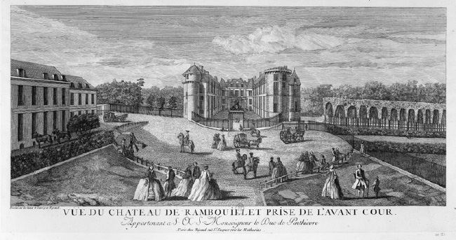 Gravure du XVIIIe siècle représentant le château de Rambouillet