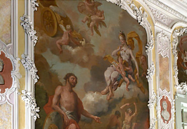 Détail stuc et fresque du salon privé du palais Fronteira